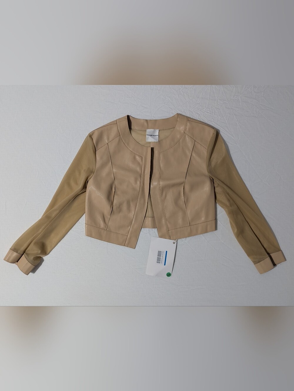 New With Tags Sylvian Heach Nude Fashionable Shear Cropped Jacket Size XXS